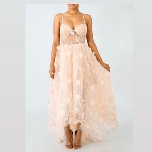 New! Never worn! Sheer Floral Long Tail Dress